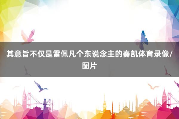 其意旨不仅是雷佩凡个东说念主的奏凯体育录像/图片