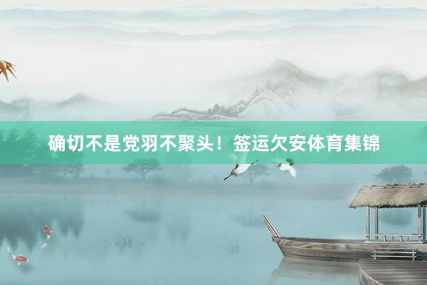 确切不是党羽不聚头！签运欠安体育集锦
