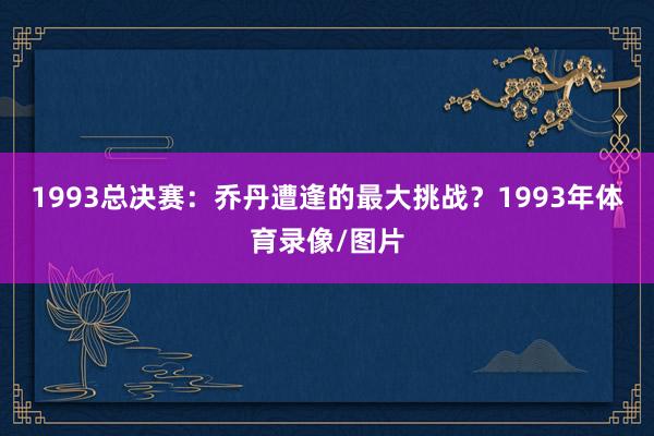 1993总决赛：乔丹遭逢的最大挑战？1993年体育录像/图片