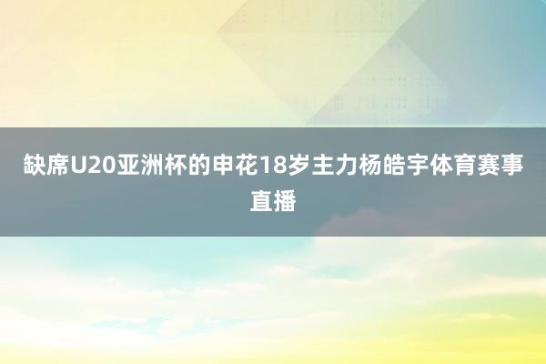 缺席U20亚洲杯的申花18岁主力杨皓宇体育赛事直播
