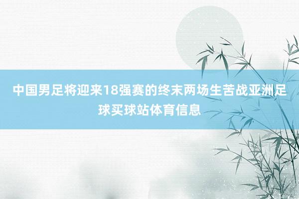 中国男足将迎来18强赛的终末两场生苦战亚洲足球买球站体育信息