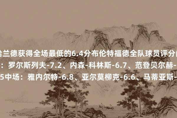 哈兰德获得全场最低的6.4分布伦特福德全队球员评分门将：弗莱肯-7.6后卫：罗尔斯列夫-7.2、内森-科林斯-6.7、范登贝尔赫-6.8、里科-亨利-6.5中场：雅内尔特-6.8、亚尔莫柳克-6.6、马蒂亚斯-延森-7.5、内尔高-7.6时尚：达姆斯高-7.1、刘易斯-波特-6.6、姆贝乌莫-7.6、维萨-7.2、沙德-6.9曼城全队球员评分门将：奥尔特加-莫雷诺-7.1后卫：阿坎吉-7.0、格瓦