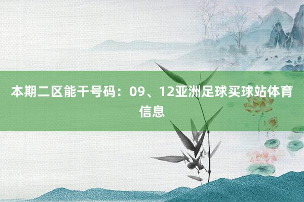 本期二区能干号码：09、12亚洲足球买球站体育信息